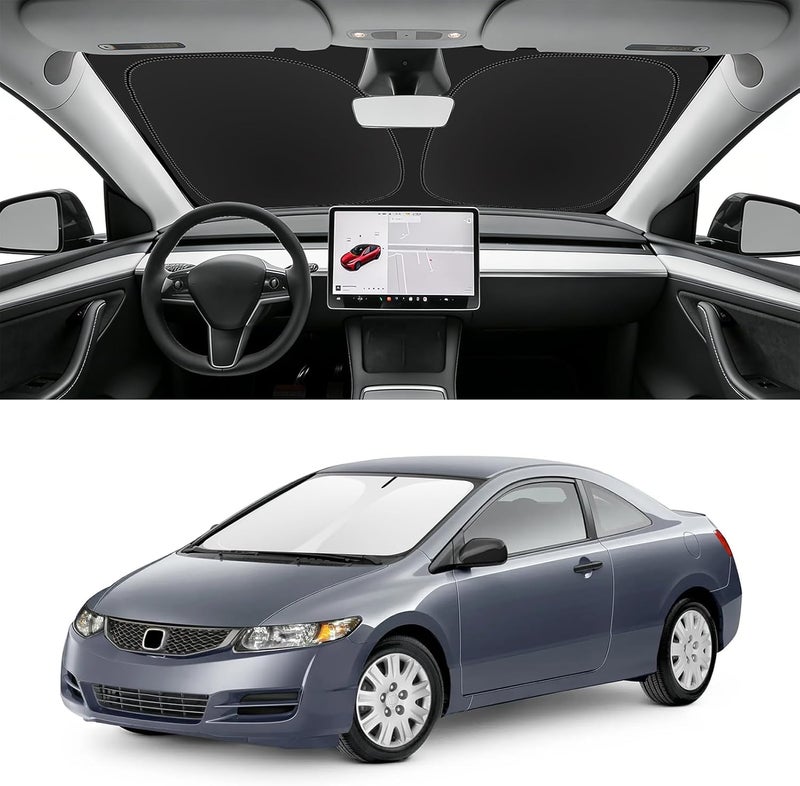 SLOGENTO Custom Fit Windshield Sun Shade for Honda Civic 2006-2011, Blocks UV & Heat, Front Window Sunshade, Easy Fold & Store - Image 1